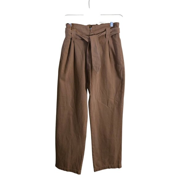 Reformation Evie Pants Butterscotch Paperbag Belted Ankle Organic Cotton Size28 - Picture 2 of 12